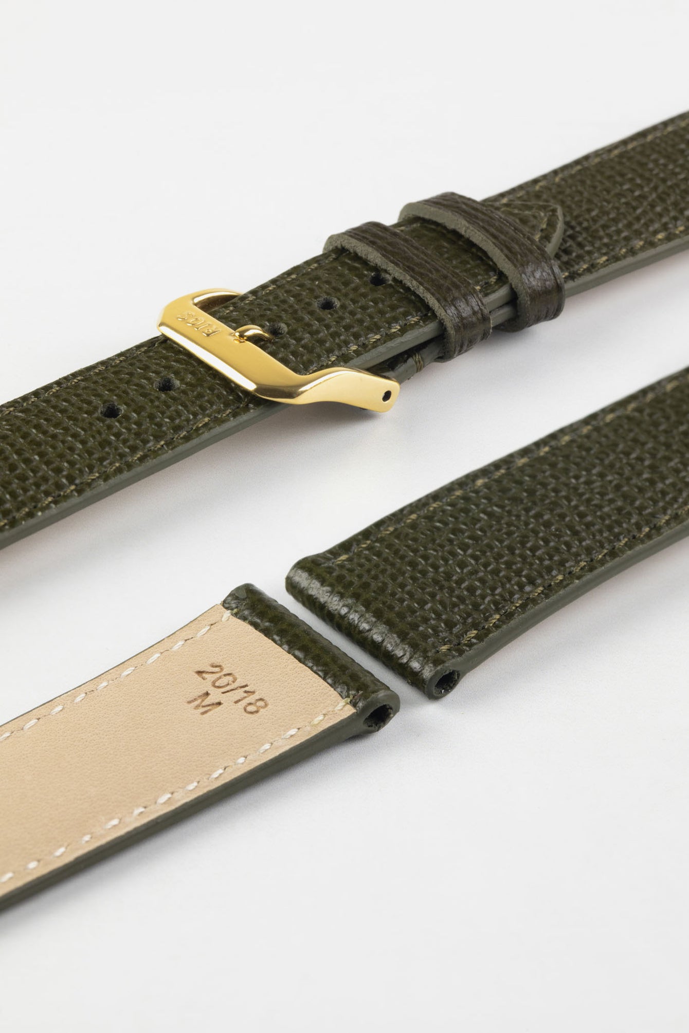 RIOS1931 FRENCH Leather Watch Strap in OLIVE DRAB