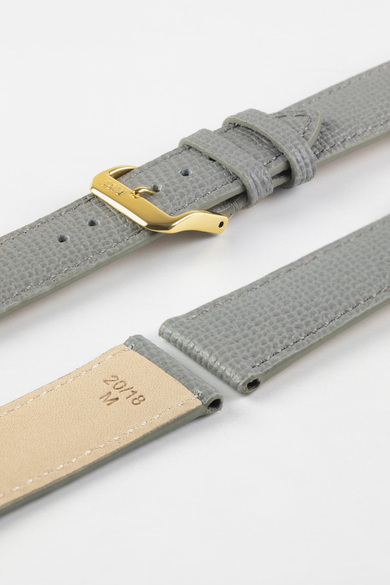 RIOS1931 FRENCH Leather Watch Strap in STONE GREY