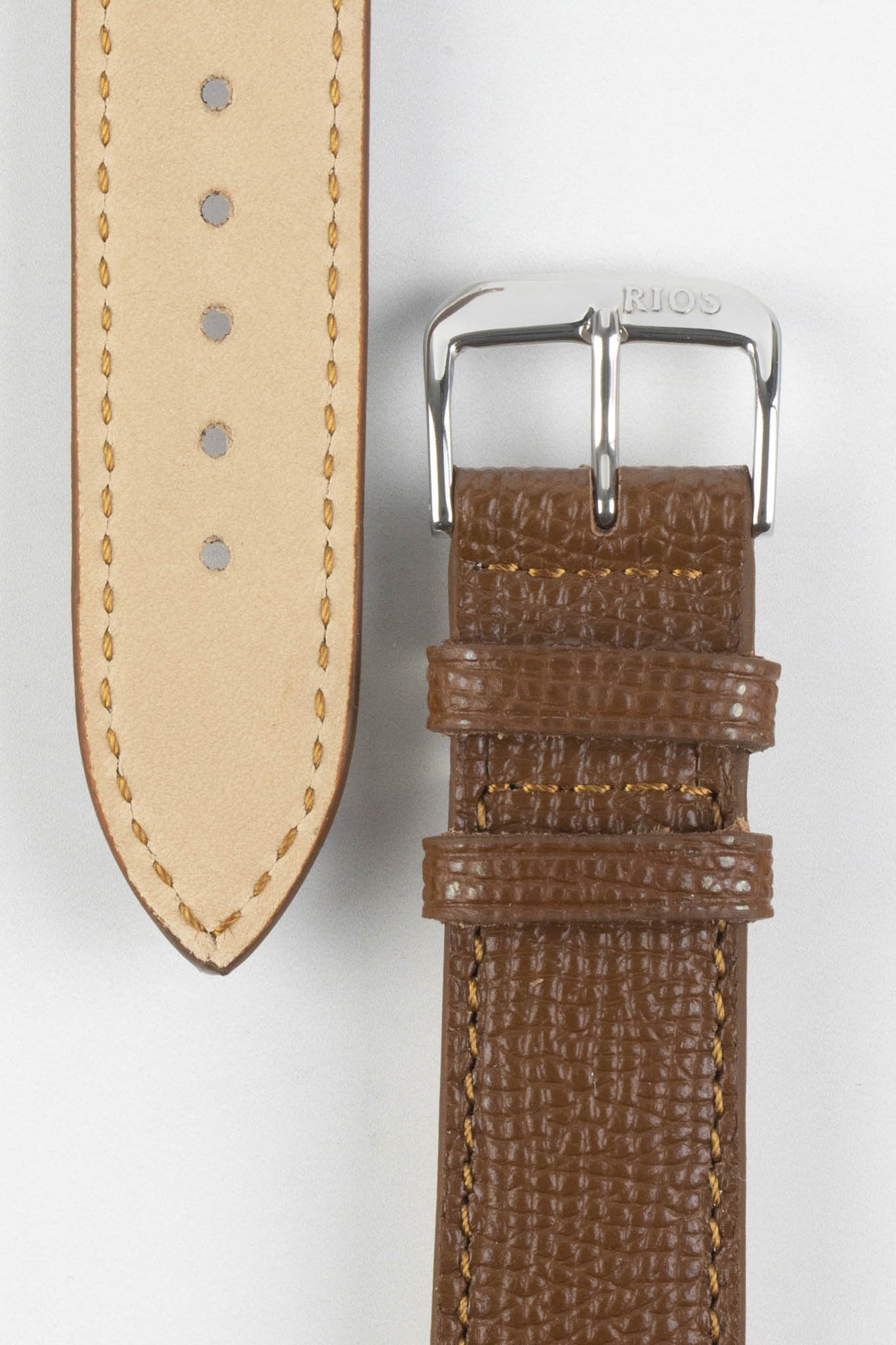 RIOS1931 FRENCH Leather Watch Strap in TOBACCO