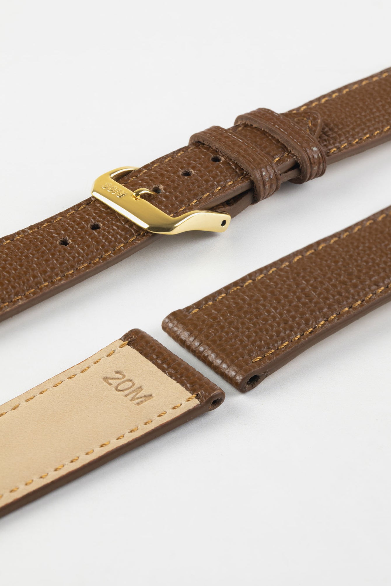 RIOS1931 FRENCH Leather Watch Strap in TOBACCO