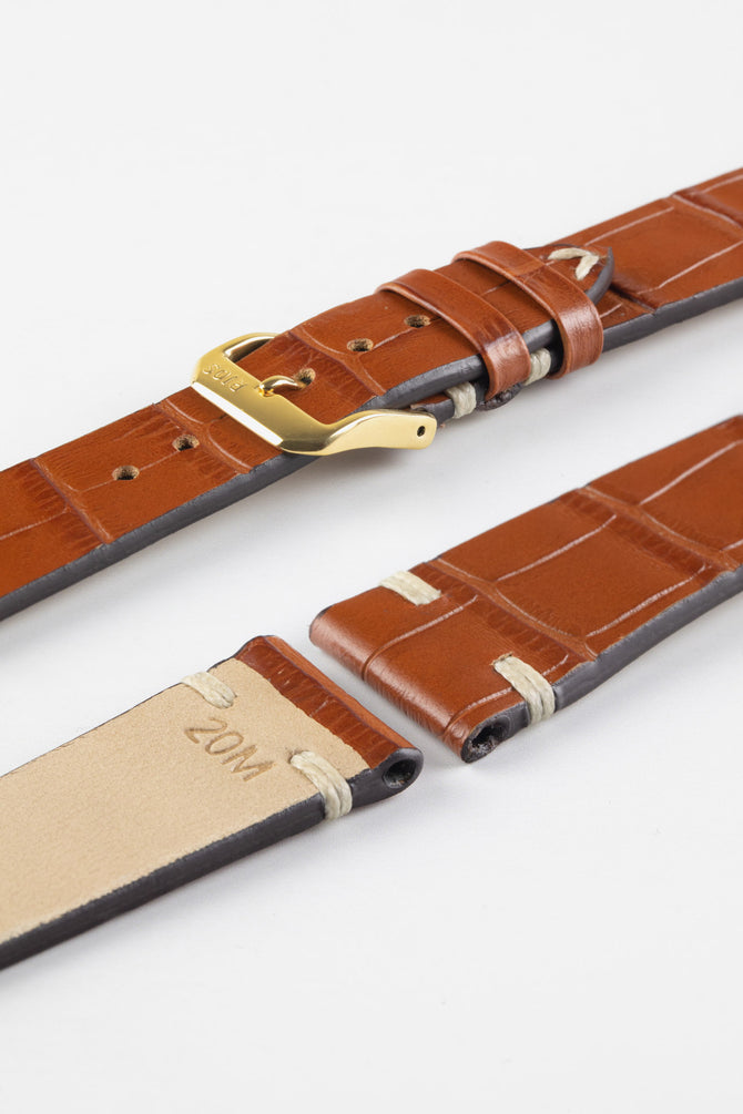 RIOS1931 HOLLYWOOD Alligator-Embossed Leather Watch Strap in COGNAC