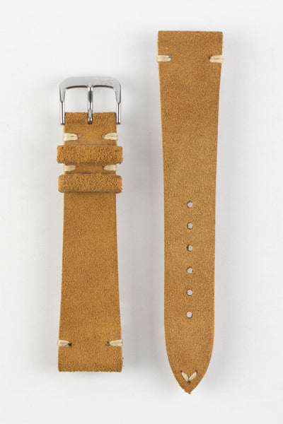 RIOS1931 HUDSON Genuine Suede Leather Watch Strap in COGNAC