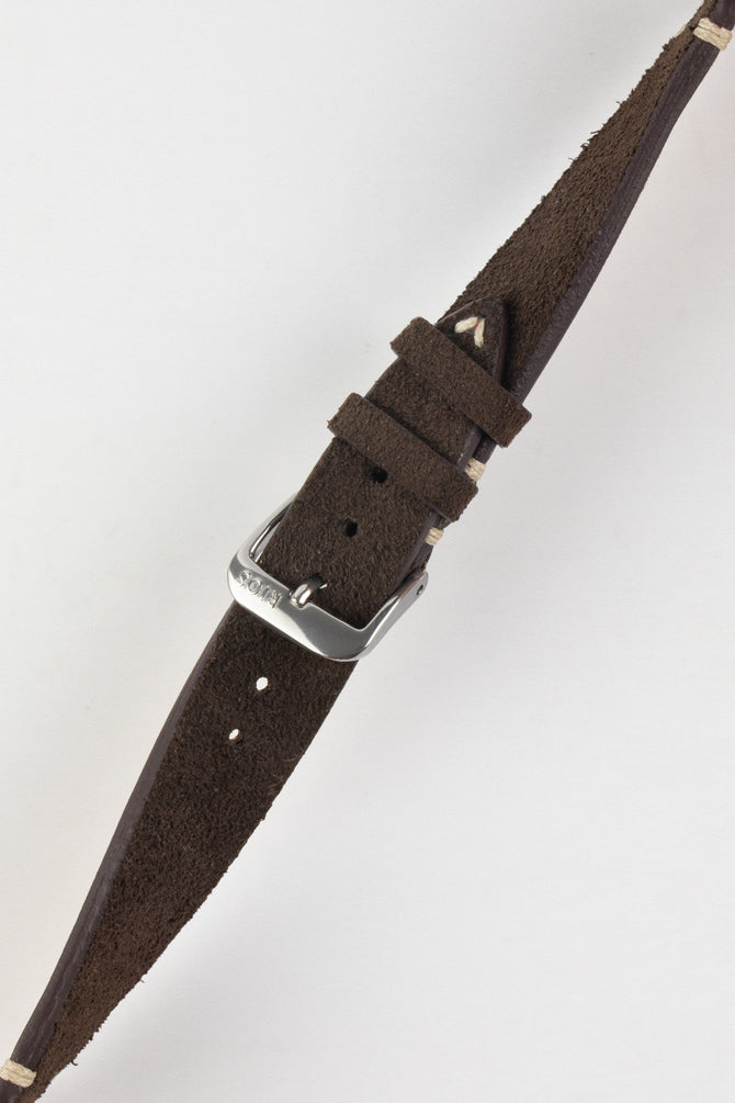RIOS1931 HUDSON Genuine Suede Leather Watch Strap in MOCHA