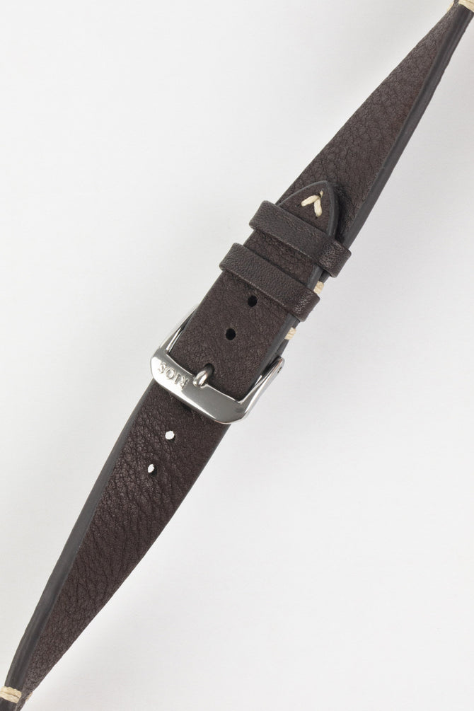 RIOS1931 INZELL Retro Organic Leather Watch Strap in MOCHA