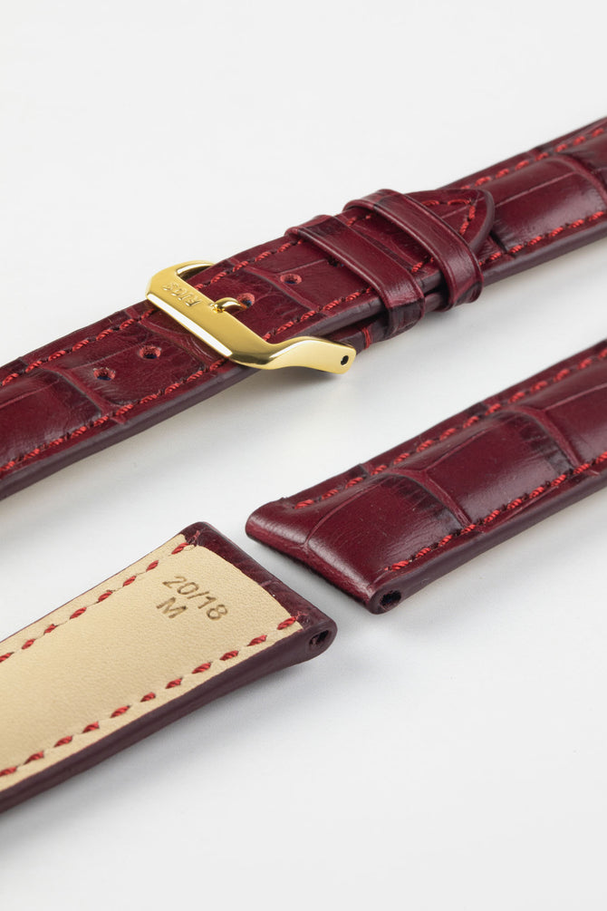 RIOS1931 LOUISIANA Alligator-Embossed Leather Watch Strap in BURGUNDY