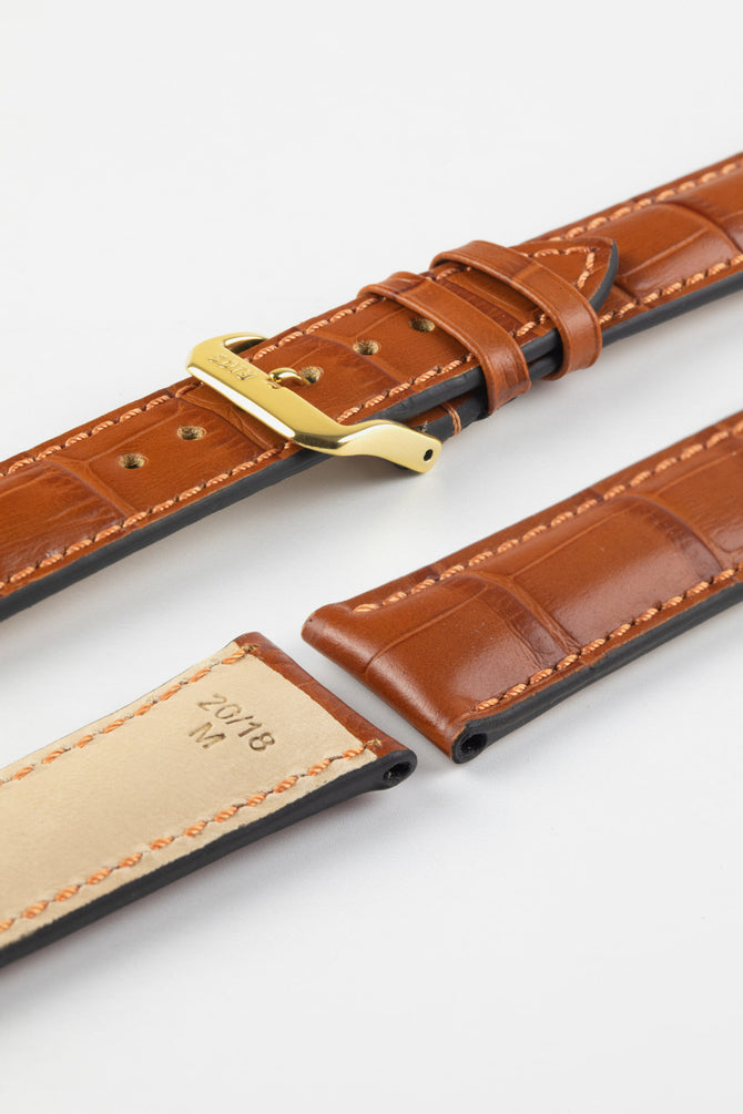RIOS1931 LOUISIANA Alligator-Embossed Leather Watch Strap in COGNAC