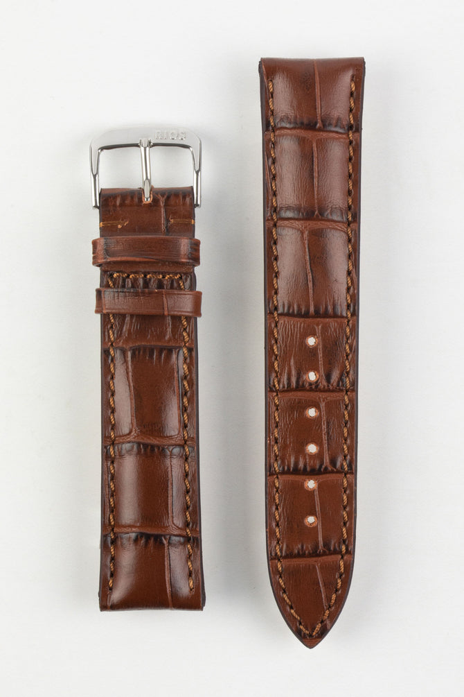 RIOS1931 LOUISIANA Alligator-Embossed Leather Watch Strap in MAHOGANY