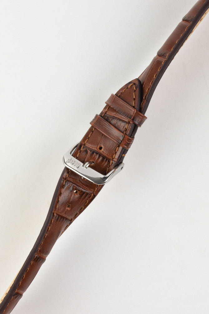 RIOS1931 LOUISIANA Alligator-Embossed Leather Watch Strap in MAHOGANY