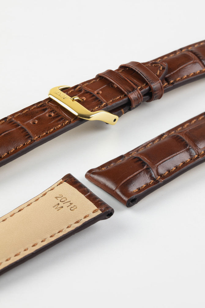 RIOS1931 LOUISIANA Alligator-Embossed Leather Watch Strap in MAHOGANY