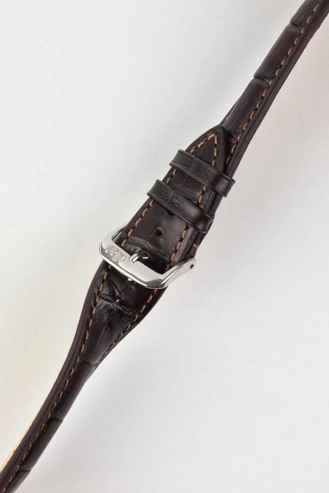 RIOS1931 LOUISIANA Alligator-Embossed Leather Watch Strap in MOCHA
