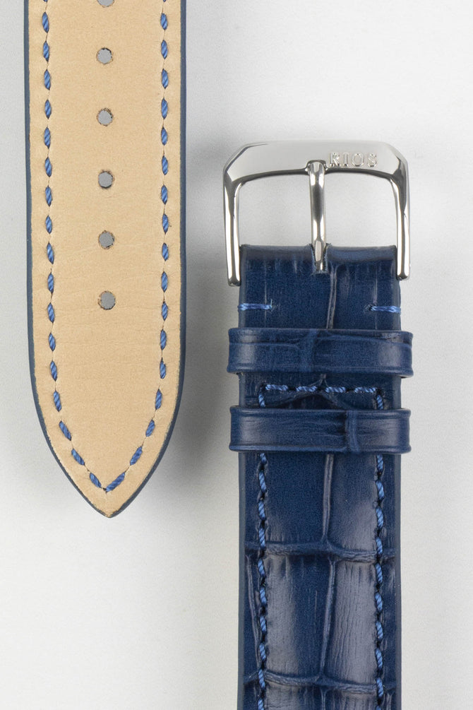 RIOS1931 LOUISIANA Alligator-Embossed Leather Watch Strap in NAVY BLUE