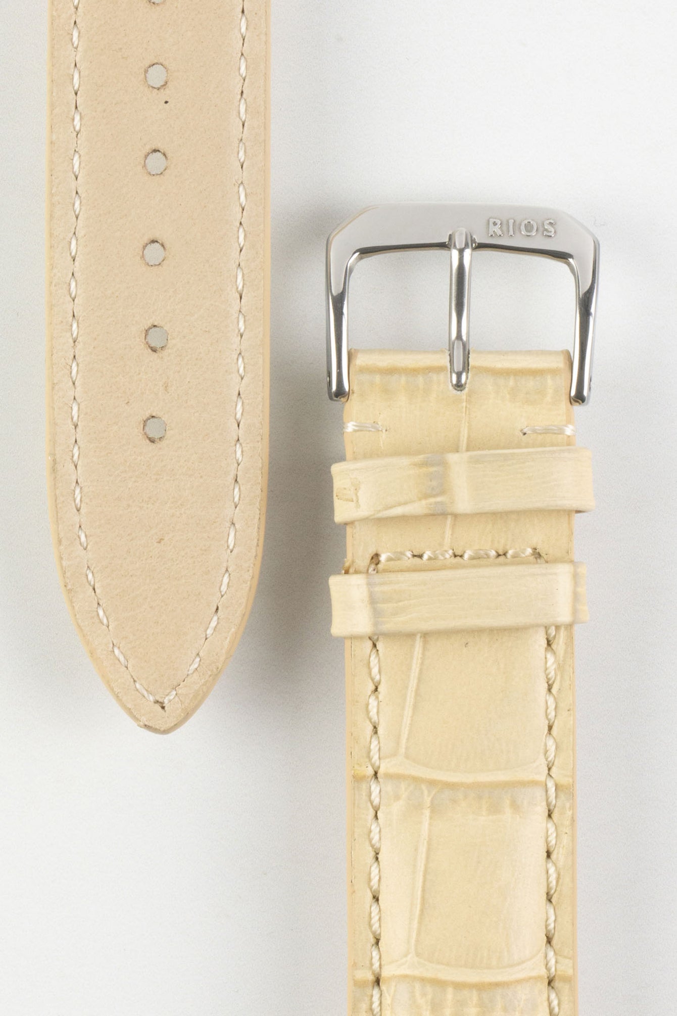 RIOS1931 LOUISIANA Alligator-Embossed Leather Watch Strap in SAND