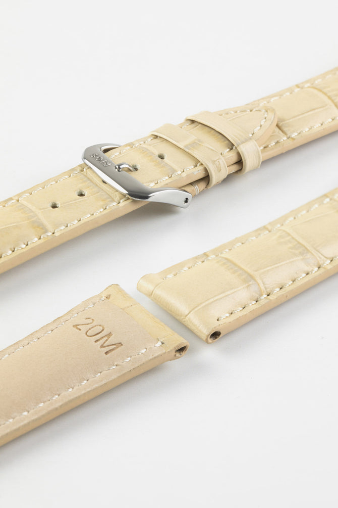 RIOS1931 LOUISIANA Alligator-Embossed Leather Watch Strap in SAND