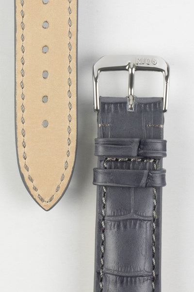 RIOS1931 LOUISIANA Alligator-Embossed Leather Watch Strap in STONE GREY