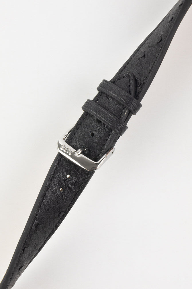 RIOS1931 MAISON Genuine Ostrich Leather Watch Strap in BLACK