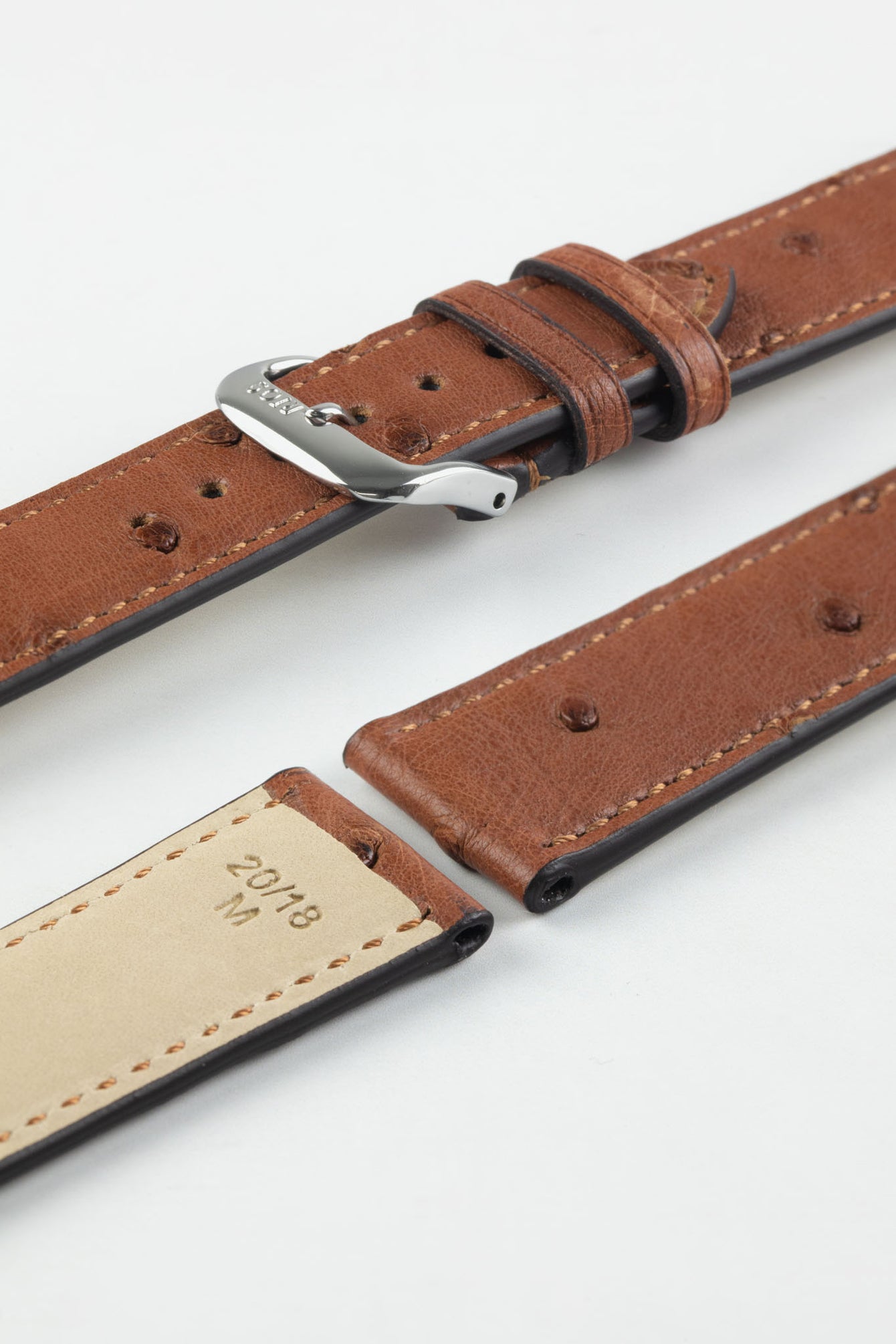 RIOS1931 MAISON Genuine Ostrich Leather Watch Strap in MAHOGANY