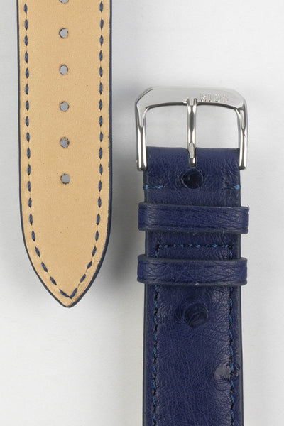 RIOS1931 MAISON Genuine Ostrich Leather Watch Strap in NAVY BLUE