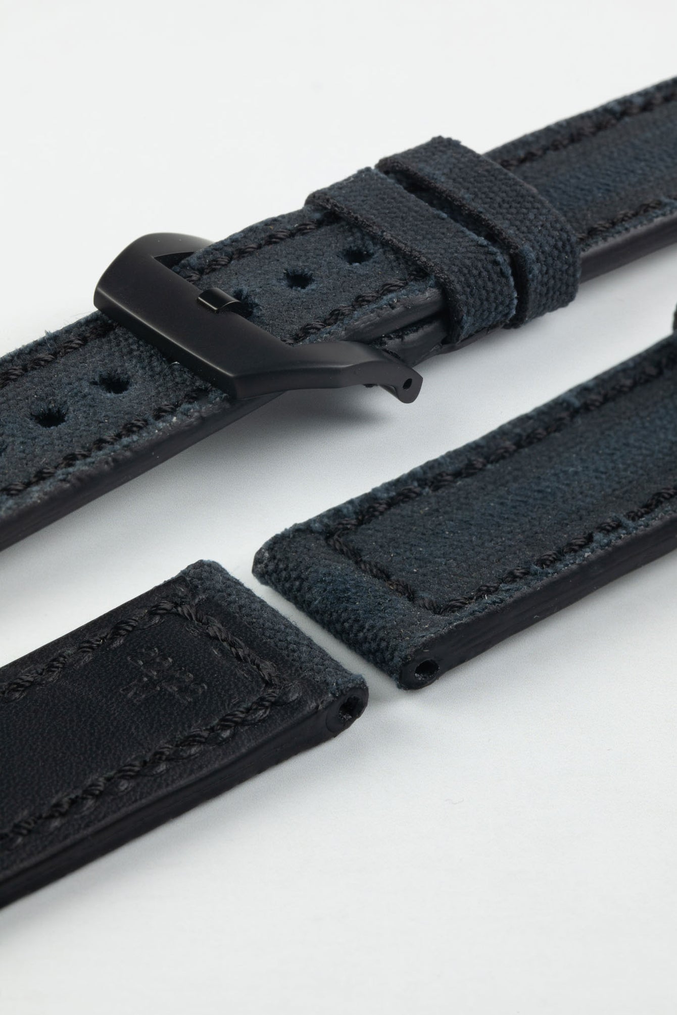 RIOS1931 MARYLAND Genuine Vintage Canvas Watch Strap in BLACK