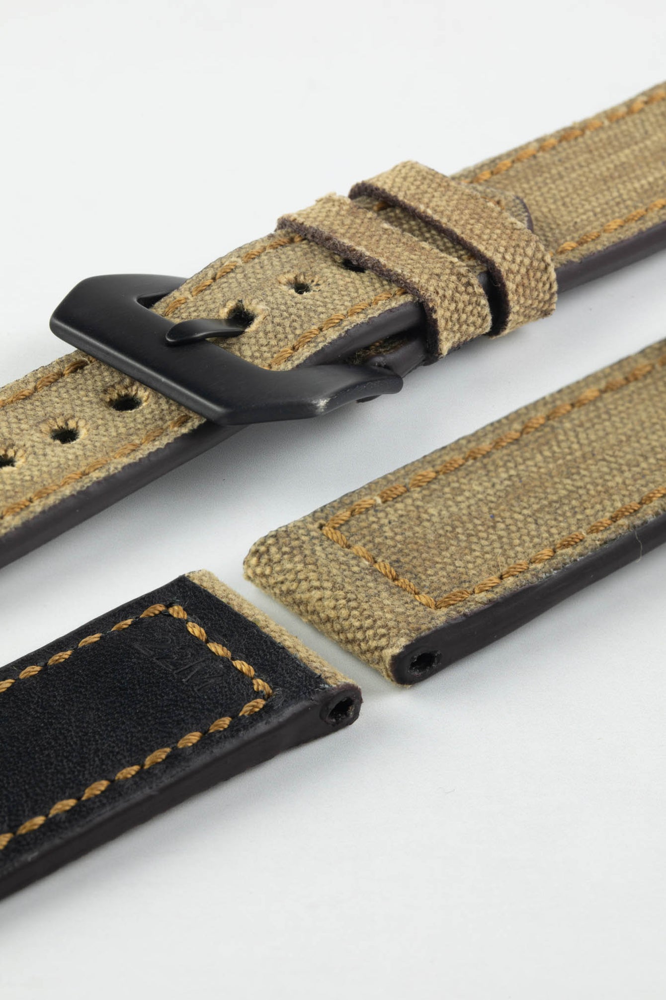 RIOS1931 MARYLAND Genuine Vintage Canvas Watch Strap in COGNAC