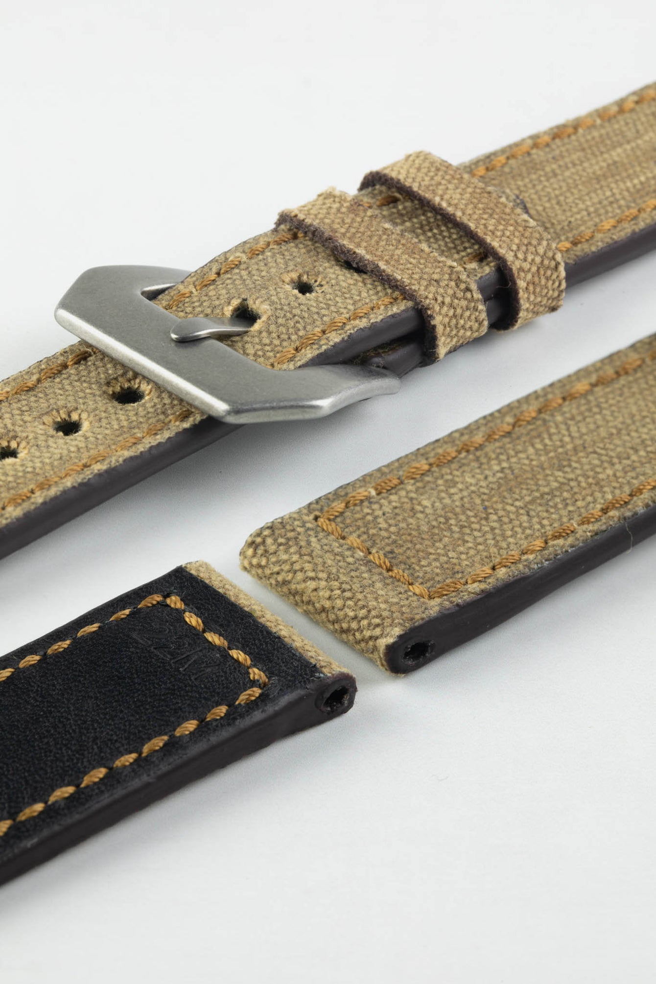 RIOS1931 MARYLAND Genuine Vintage Canvas Watch Strap in COGNAC