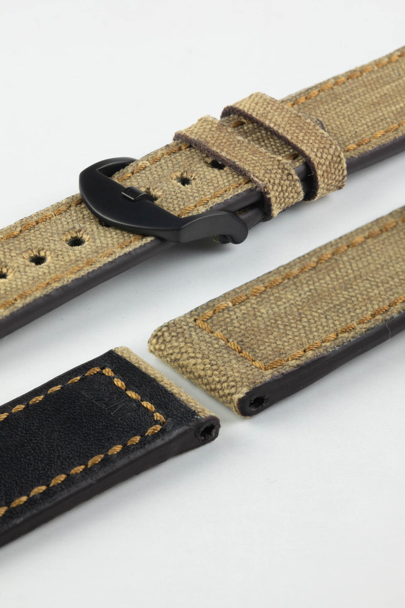 RIOS1931 MARYLAND Genuine Vintage Canvas Watch Strap in COGNAC