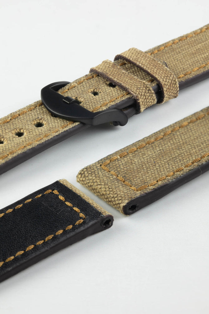 RIOS1931 MARYLAND Genuine Vintage Canvas Watch Strap in COGNAC