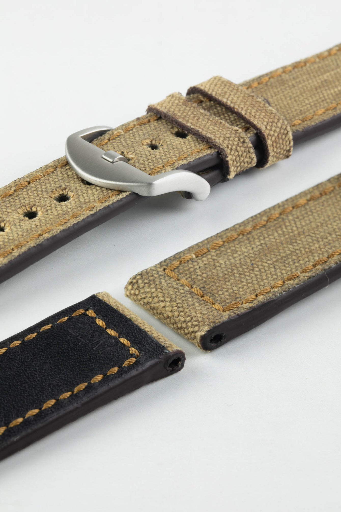 RIOS1931 MARYLAND Genuine Vintage Canvas Watch Strap in COGNAC