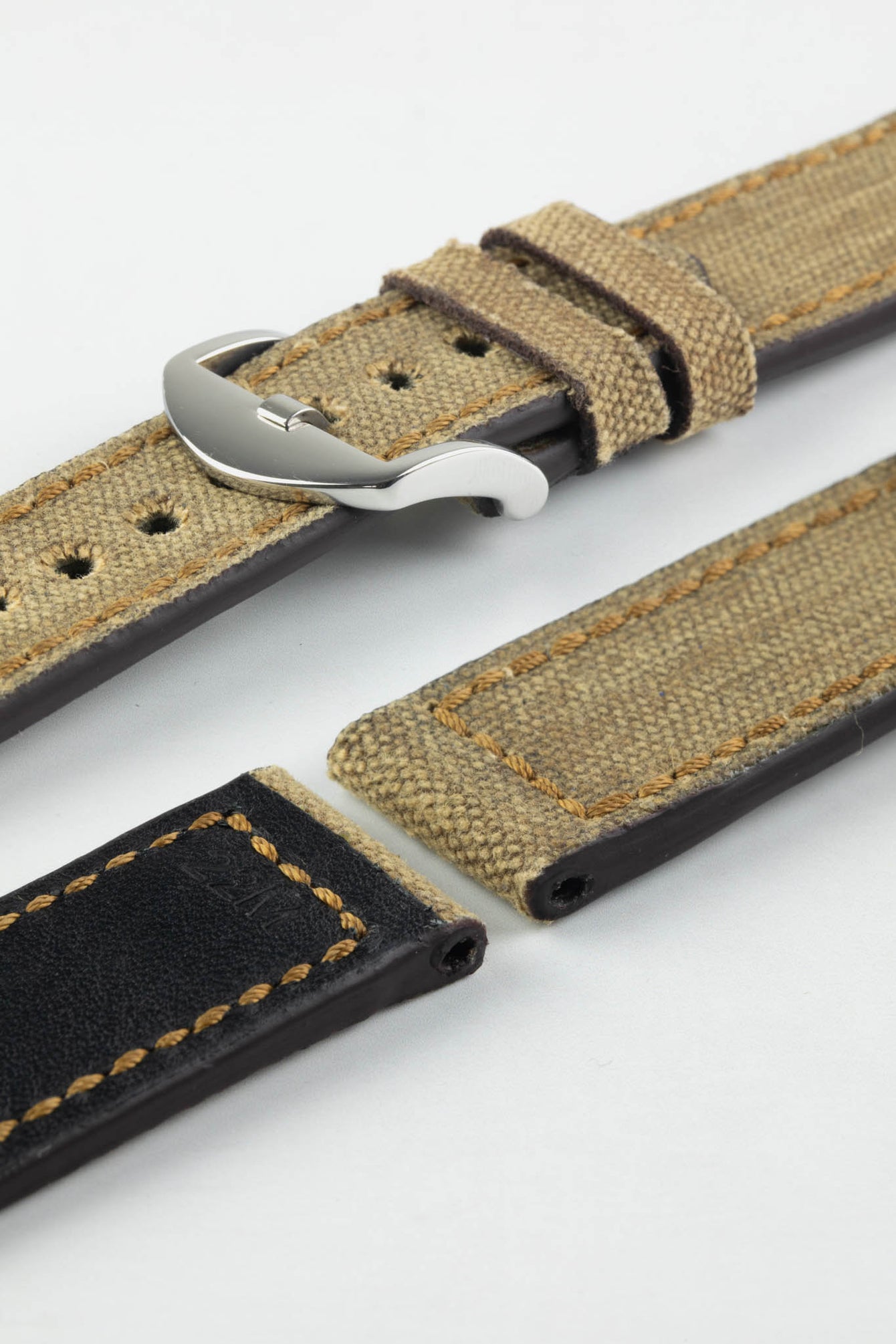 RIOS1931 MARYLAND Genuine Vintage Canvas Watch Strap in COGNAC