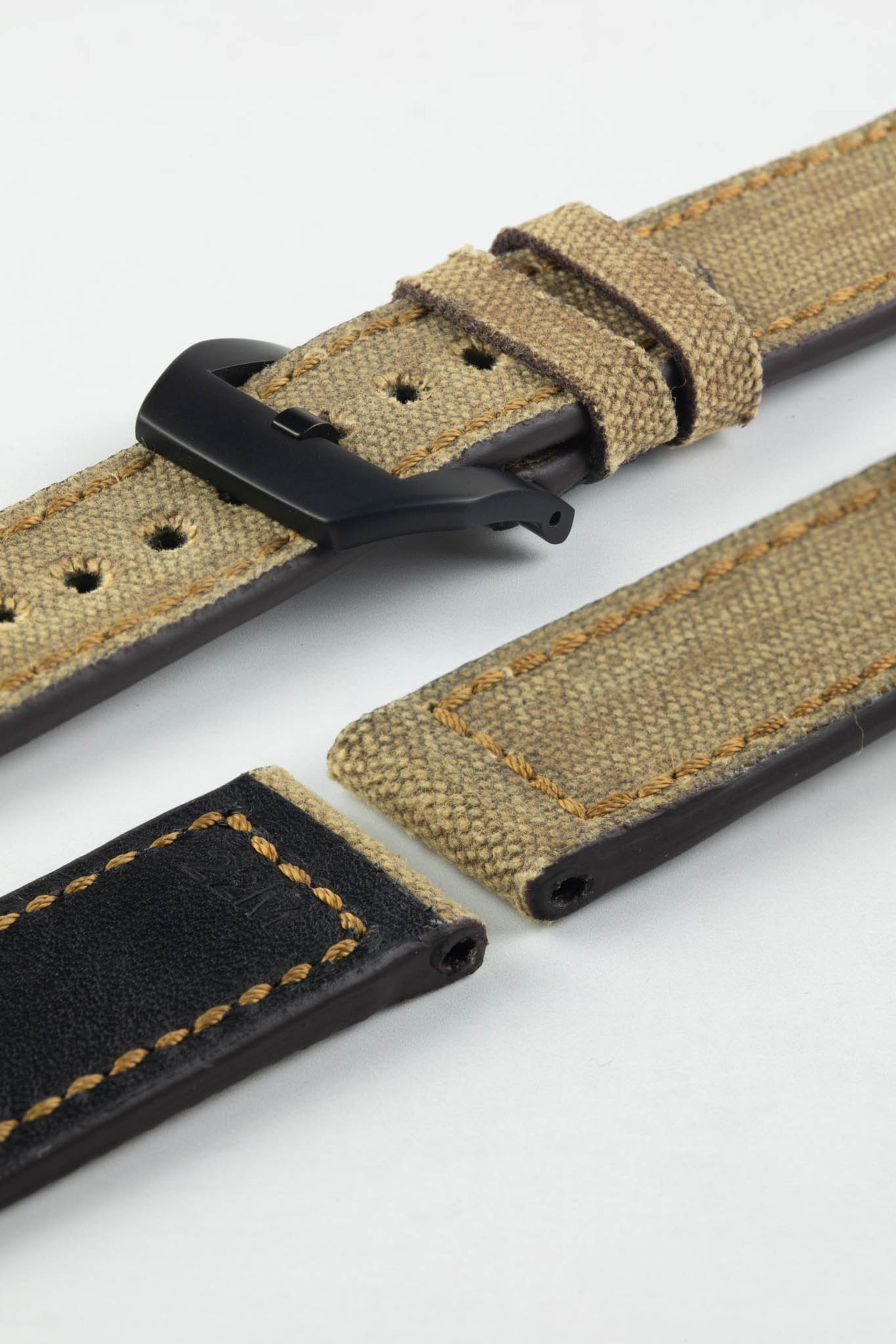 RIOS1931 MARYLAND Genuine Vintage Canvas Watch Strap in COGNAC