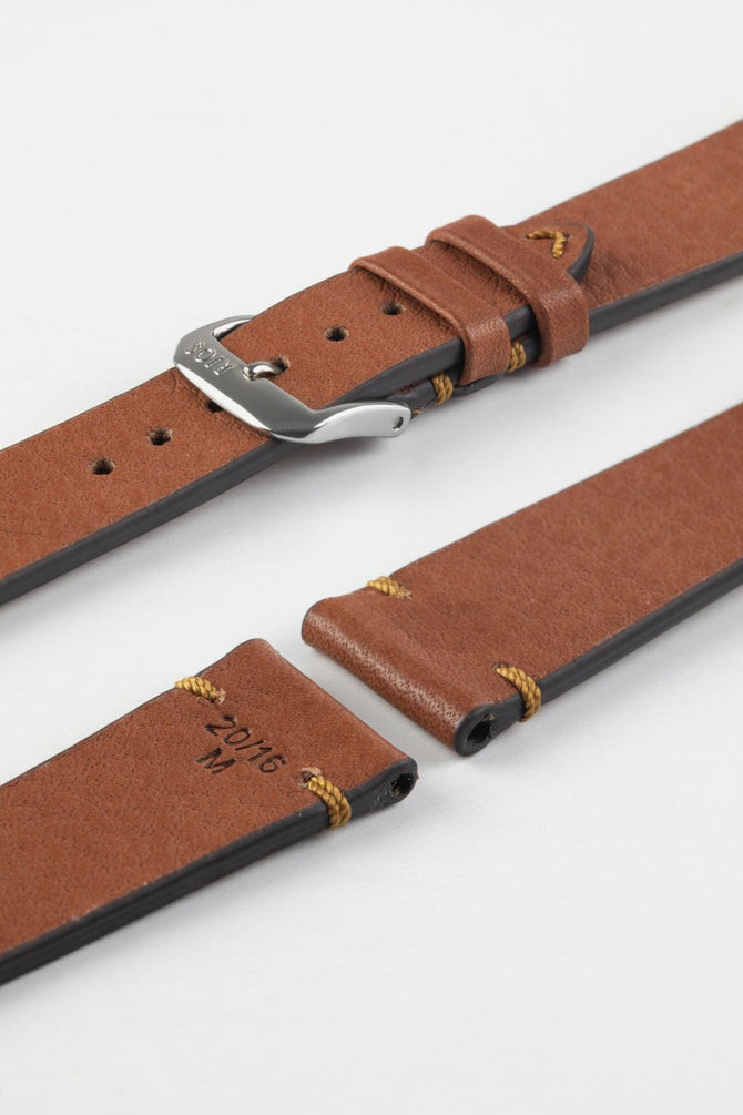 RIOS1931 MITTENWALD Retro Organic Leather Watch Strap in COGNAC