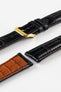 RIOS1931 MONARCH Genuine Alligator Round-Padding Watch Strap in BLACK