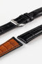 RIOS1931 MONARCH Genuine Alligator Round-Padding Watch Strap in BLACK