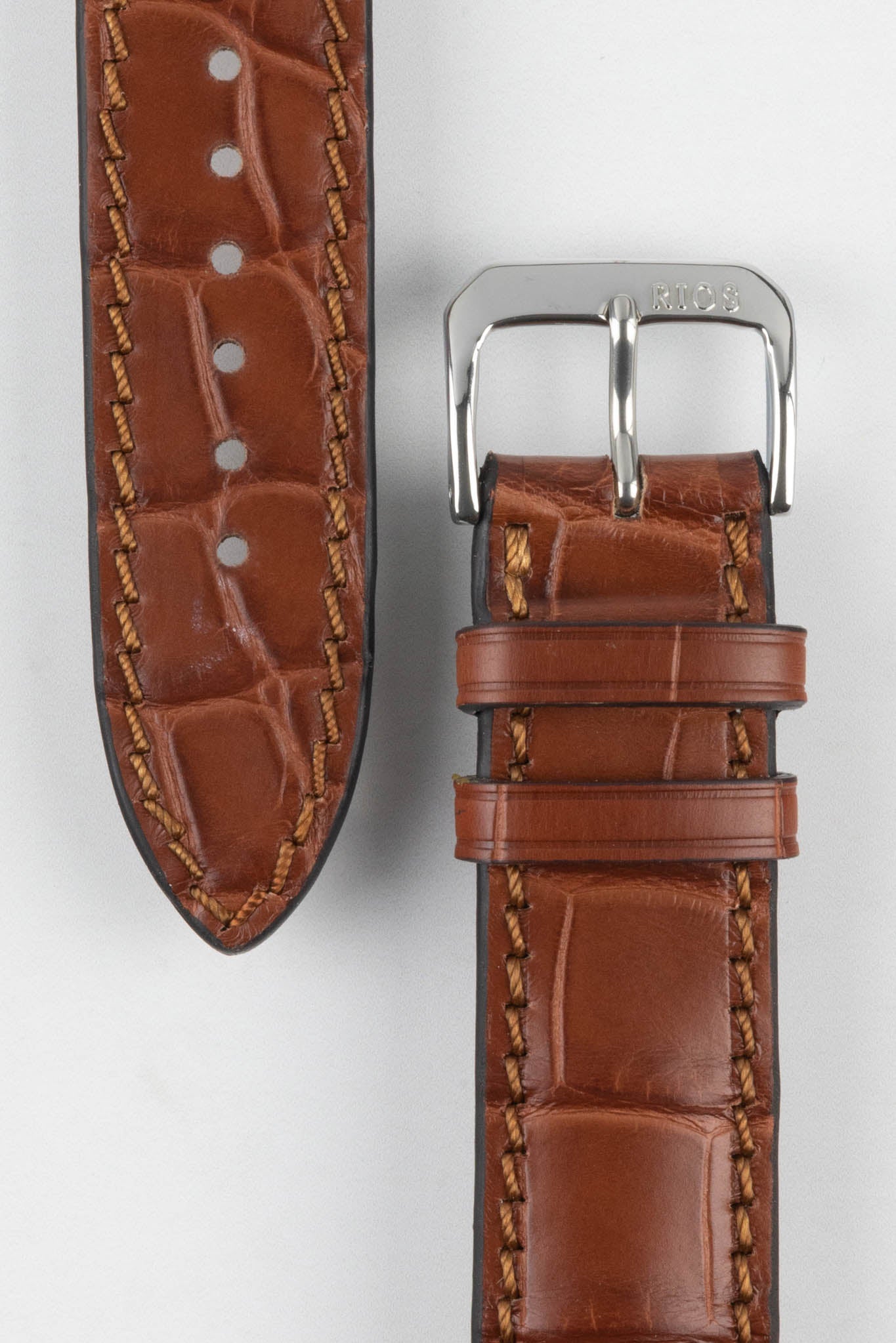 20mm Leather Watch Strap RIOS1931 Horlogeband - Alligatorreliëf, Handgemaakt In Duitsland - Geschikt Voor Heuer Horloges Kalfsleer Band