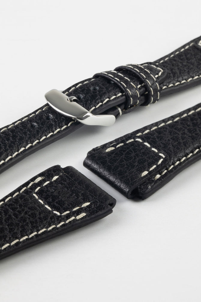 RIOS1931 NATURE Genuine Buffalo Leather Watch Strap in BLACK