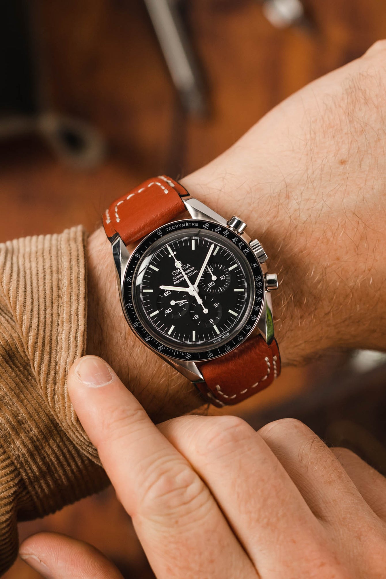 RIOS1931 NATURE Genuine Buffalo Leather Watch Strap in COGNAC 18mm/18mm 114mm/82mm