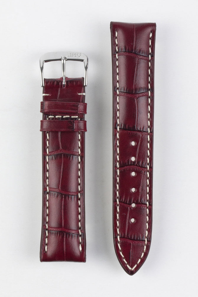 RIOS1931 NEW ORLEANS Alligator-Embossed Leather Watch Strap in BURGUNDY