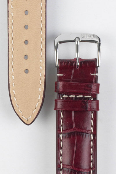 RIOS1931 NEW ORLEANS Alligator-Embossed Leather Watch Strap in BURGUNDY