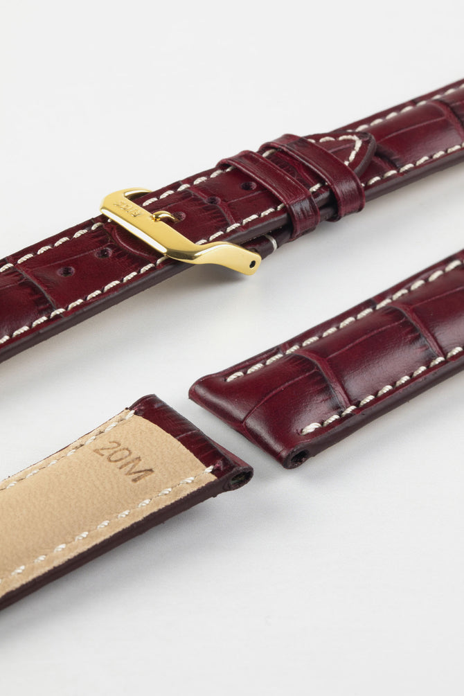 RIOS1931 NEW ORLEANS Alligator-Embossed Leather Watch Strap in BURGUNDY