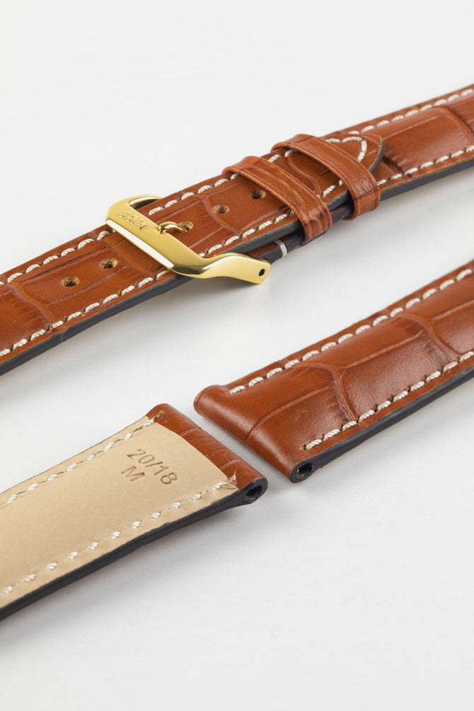 RIOS1931 NEW ORLEANS Alligator-Embossed Leather Watch Strap in COGNAC