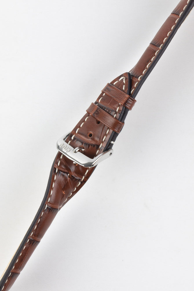 RIOS1931 NEW ORLEANS Alligator-Embossed Leather Watch Strap in MAHOGANY