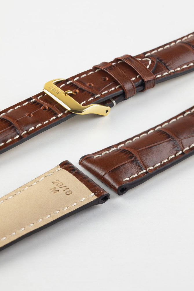 RIOS1931 NEW ORLEANS Alligator-Embossed Leather Watch Strap in MAHOGANY
