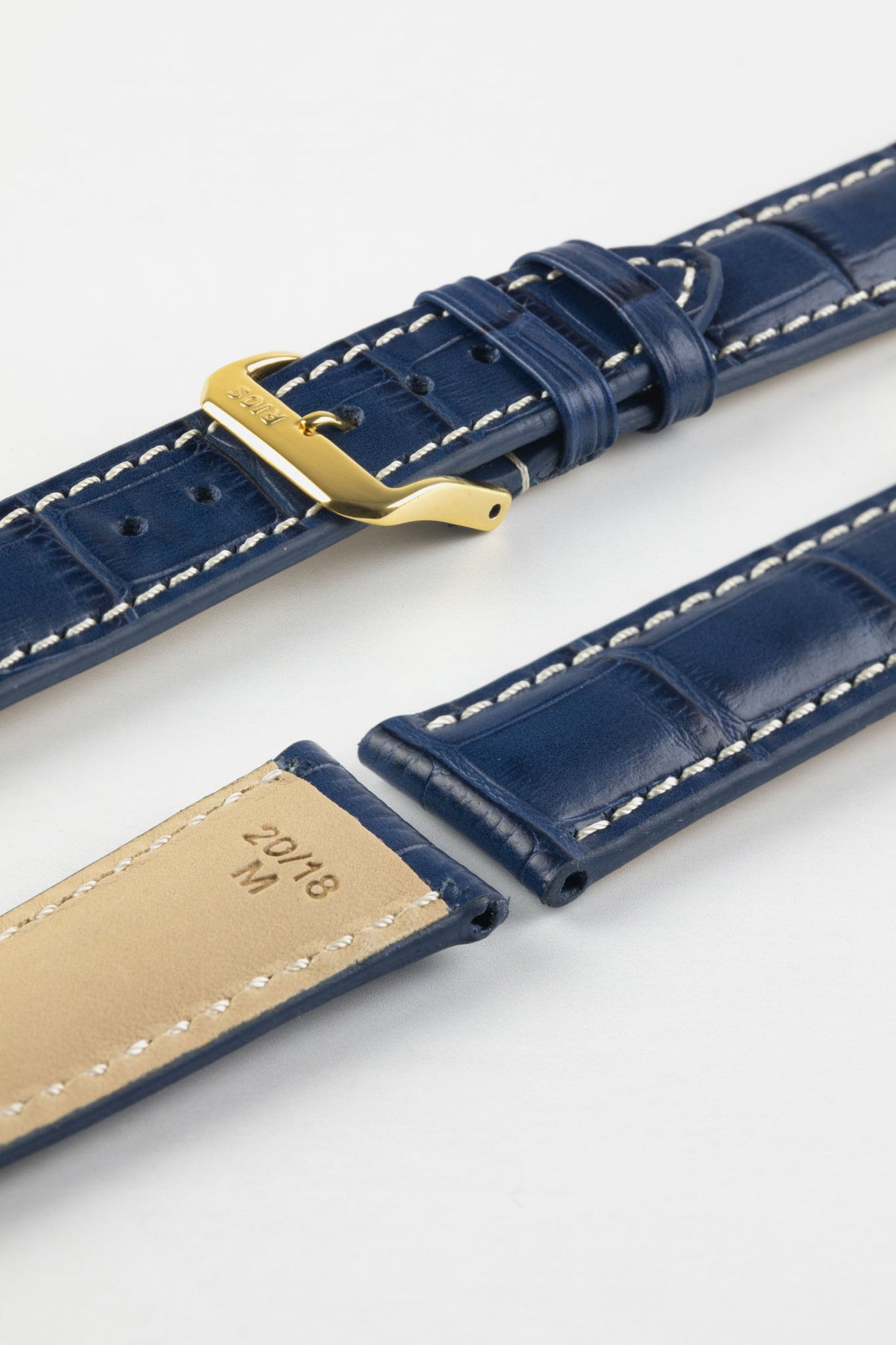 RIOS1931 NEW ORLEANS Alligator-Embossed Leather Watch Strap in NAVY BLUE