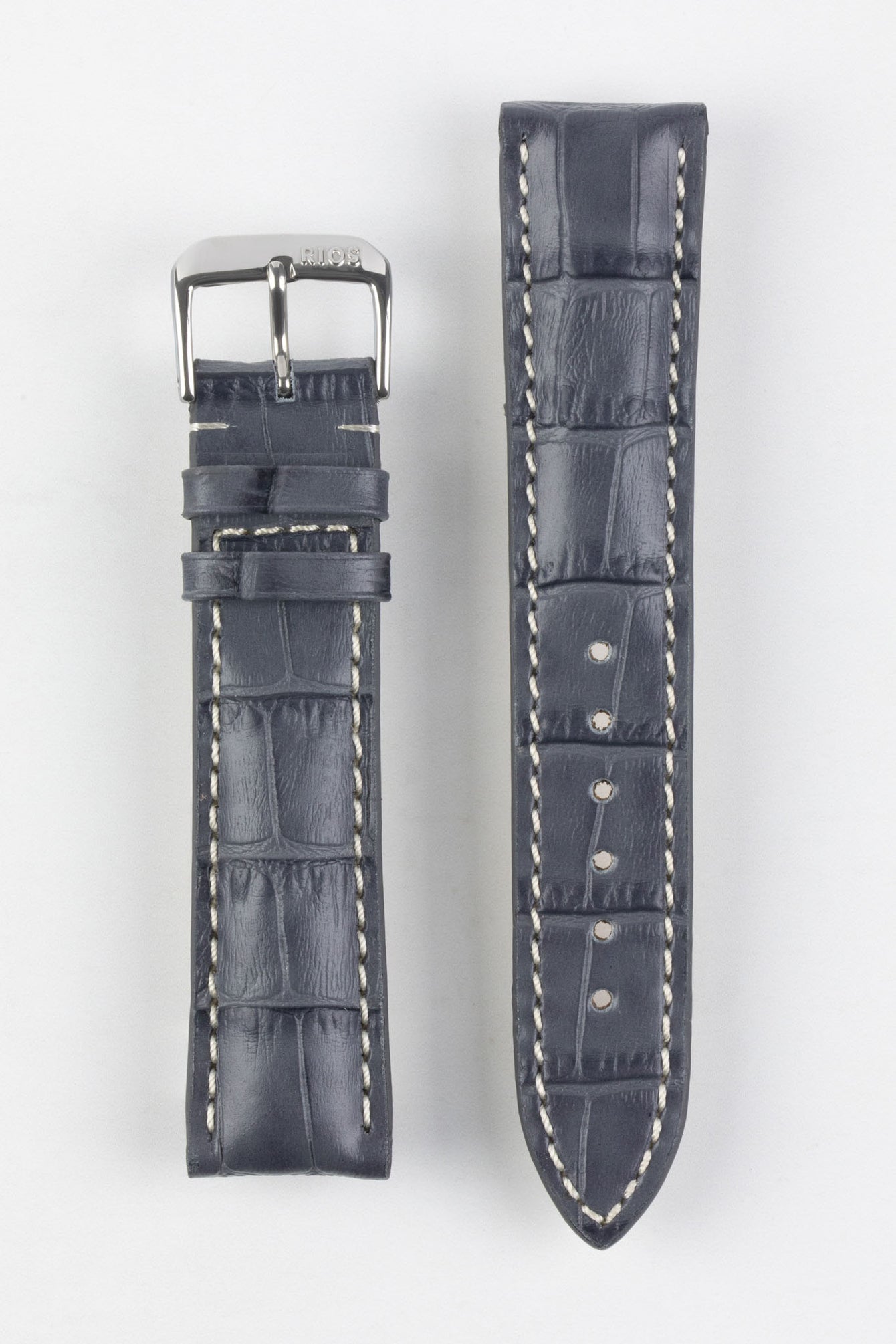 RIOS1931 NEW ORLEANS Alligator-Embossed Leather Watch Strap in STONE GREY