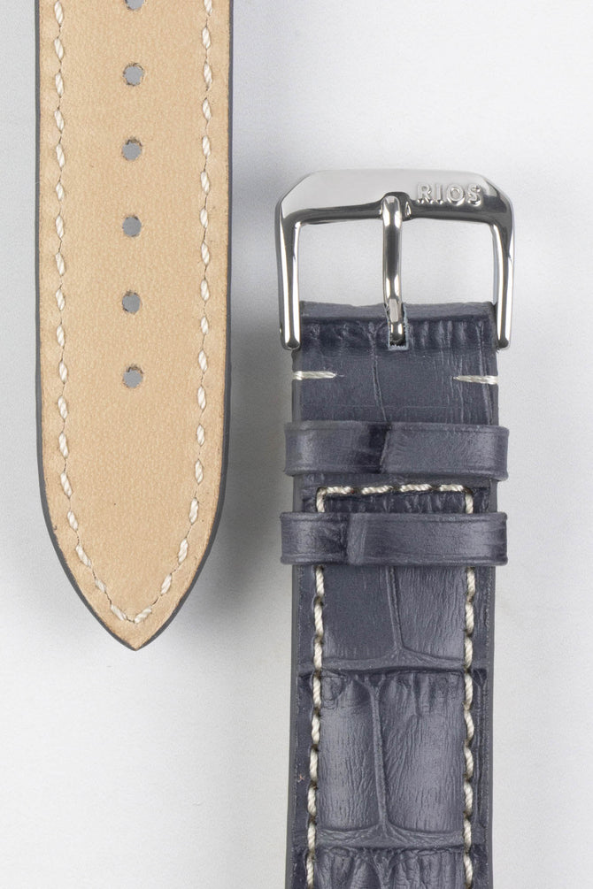 RIOS1931 NEW ORLEANS Alligator-Embossed Leather Watch Strap in STONE GREY
