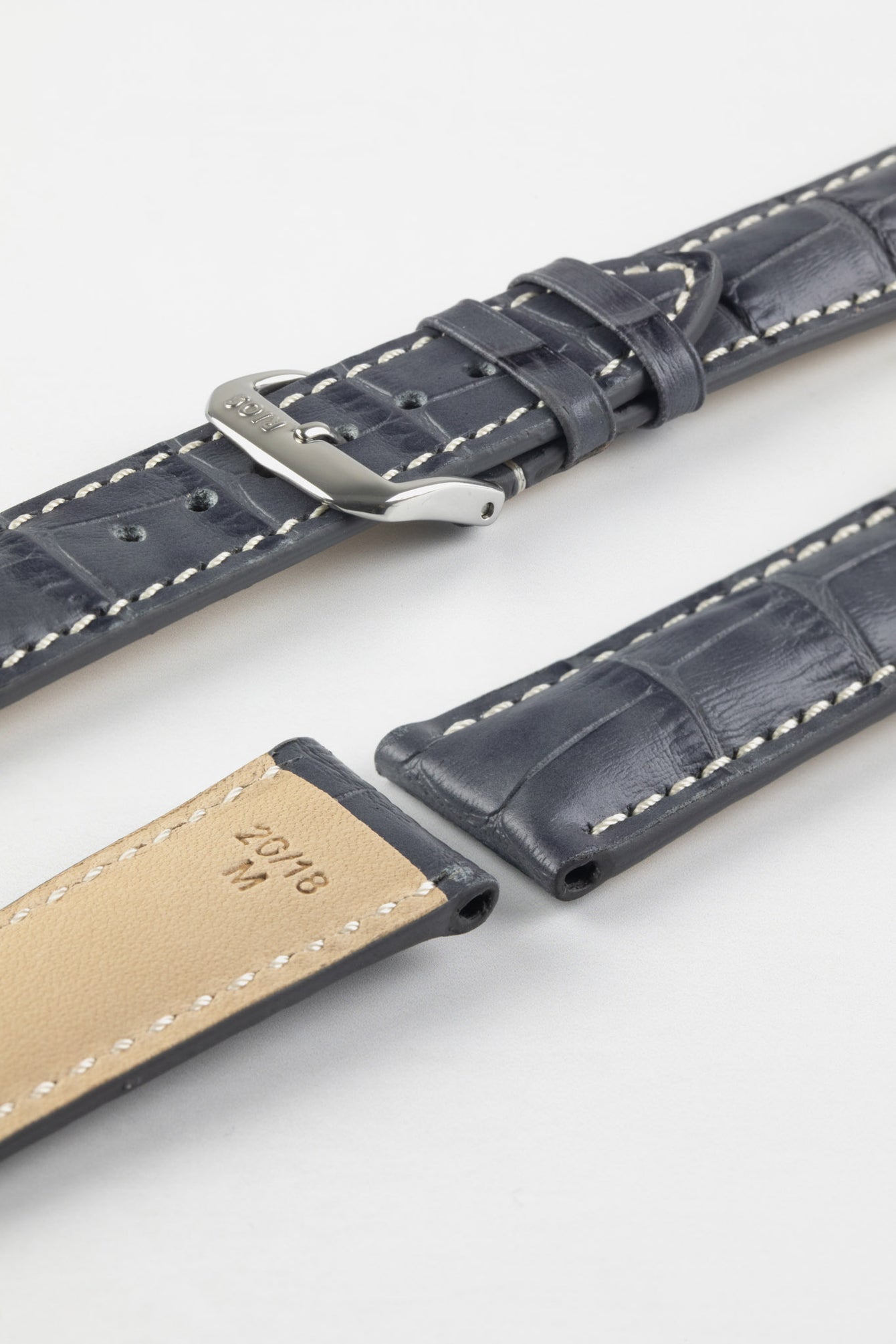 RIOS1931 NEW ORLEANS Alligator-Embossed Leather Watch Strap in STONE GREY