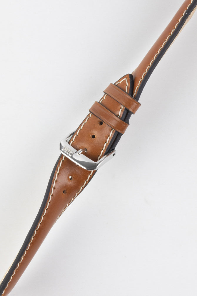 RIOS1931 NEW YORK Shell Cordovan Leather Watch Strap in COGNAC