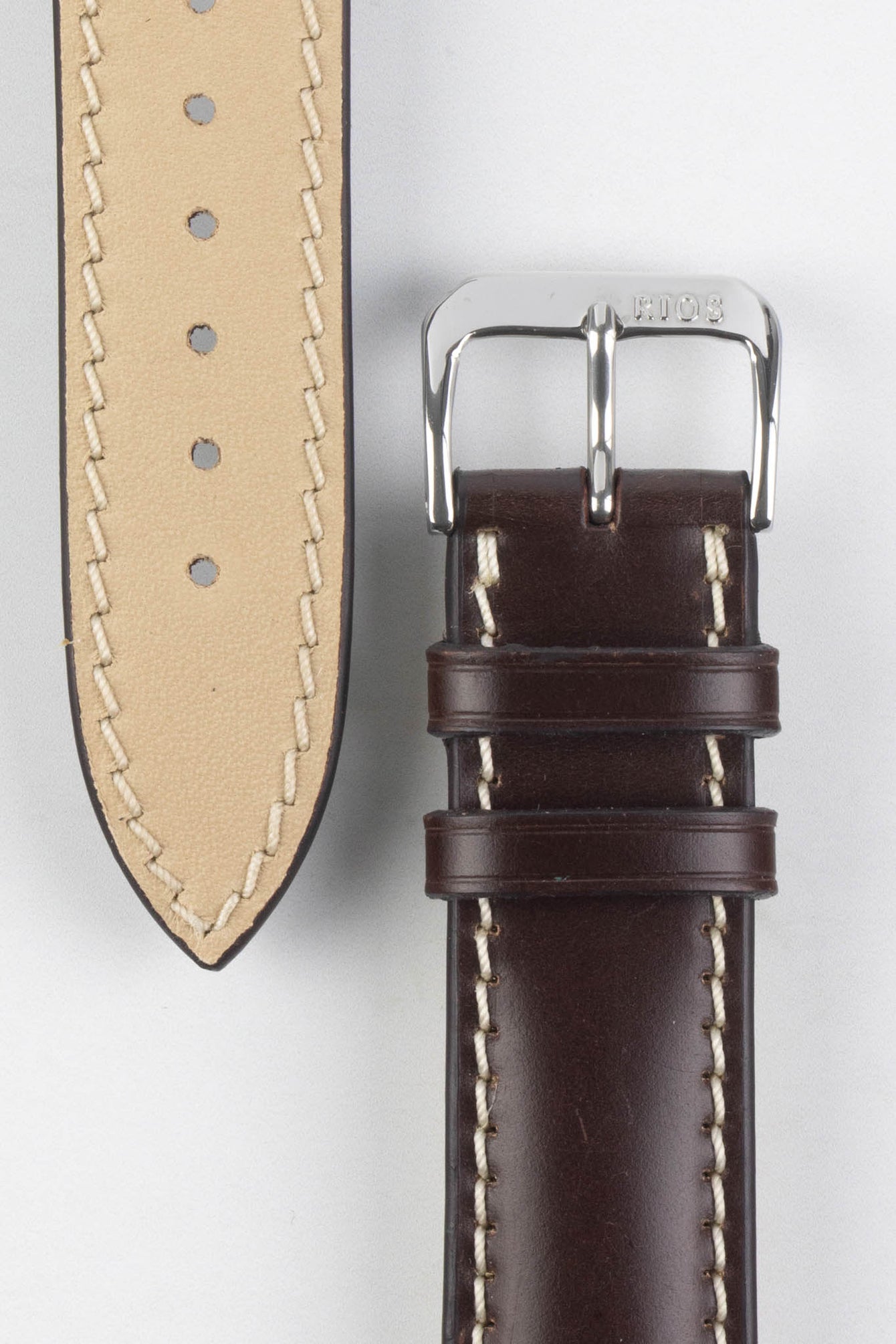 RIOS1931 NEW YORK Shell Cordovan Leather Watch Strap in MOCHA
