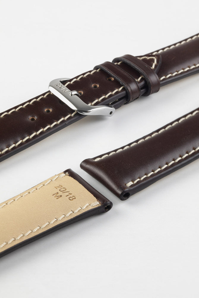 RIOS1931 NEW YORK Shell Cordovan Leather Watch Strap in MOCHA