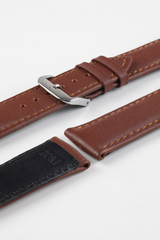 RIOS1931 OFF SHORE Hydrophobic Leather Watch Strap in MAHOGANY