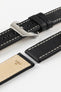 RIOS1931 OXFORD Flat-Padded Vintage Leather Watch Strap in BLACK